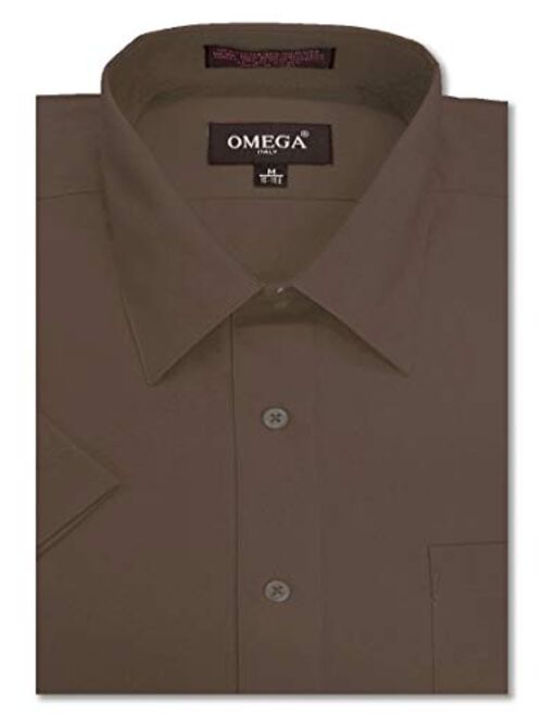 OmegaTux Mens Short Sleeve Solid Color Dress Shirts