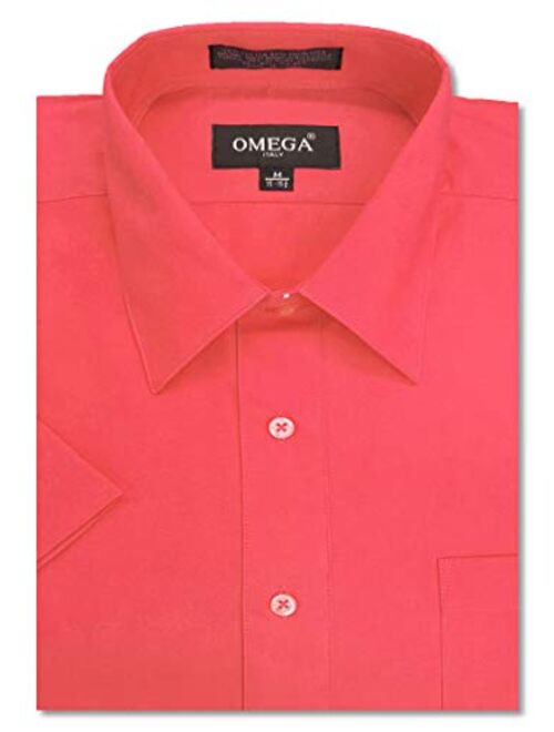 OmegaTux Mens Short Sleeve Solid Color Dress Shirts