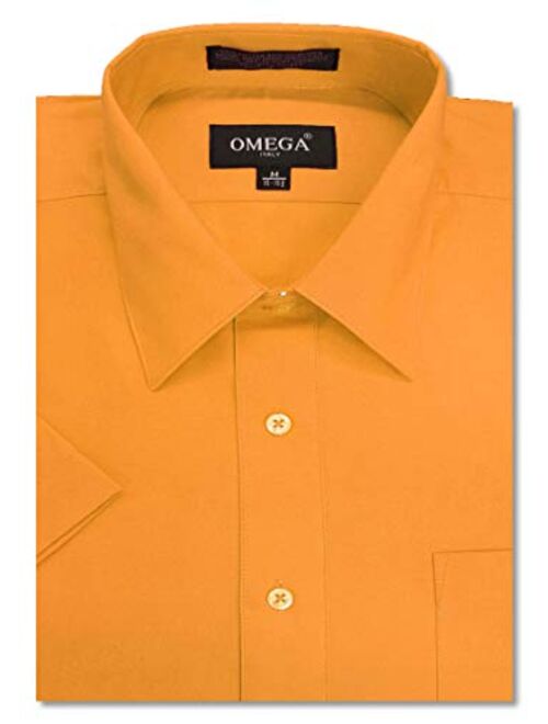 OmegaTux Mens Short Sleeve Solid Color Dress Shirts