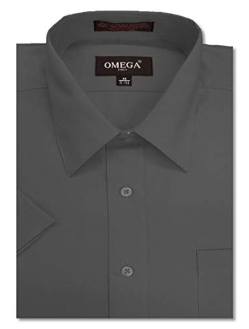 OmegaTux Mens Short Sleeve Solid Color Dress Shirts