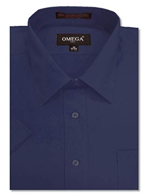 OmegaTux Mens Short Sleeve Solid Color Dress Shirts