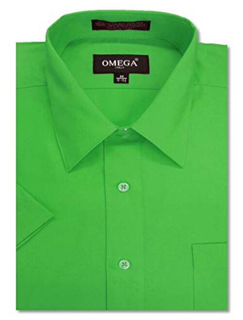 OmegaTux Mens Short Sleeve Solid Color Dress Shirts