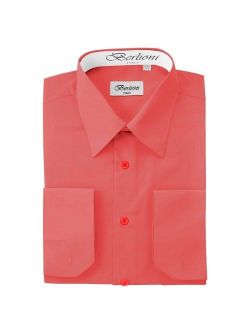 Italy French Convertible Cuff Solid Mens Dress Shirt