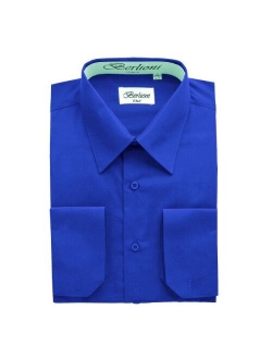 Italy French Convertible Cuff Solid Mens Dress Shirt