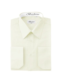 Italy French Convertible Cuff Solid Mens Dress Shirt