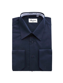Italy French Convertible Cuff Solid Mens Dress Shirt