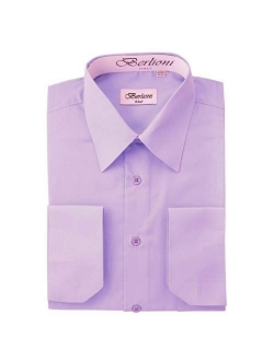 Italy French Convertible Cuff Solid Mens Dress Shirt