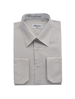 Italy French Convertible Cuff Solid Mens Dress Shirt