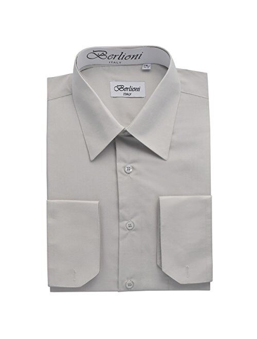 Berlioni Italy French Convertible Cuff Solid Mens Dress Shirt