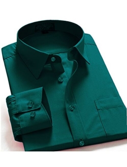 Guytalk Mens Solid Color Regular Fit Long Sleev Dress Shirts