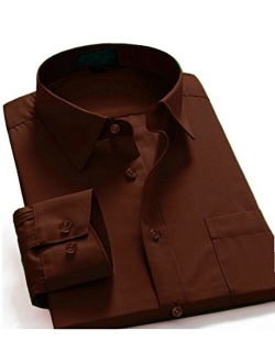 Guytalk Mens Solid Color Regular Fit Long Sleev Dress Shirts