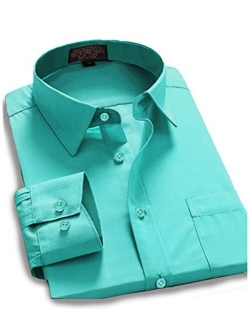 Guytalk Mens Solid Color Regular Fit Long Sleev Dress Shirts