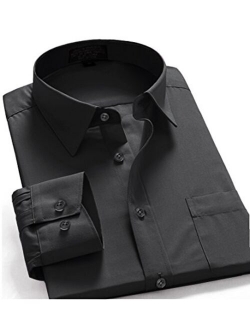 Guytalk Mens Solid Color Regular Fit Long Sleev Dress Shirts