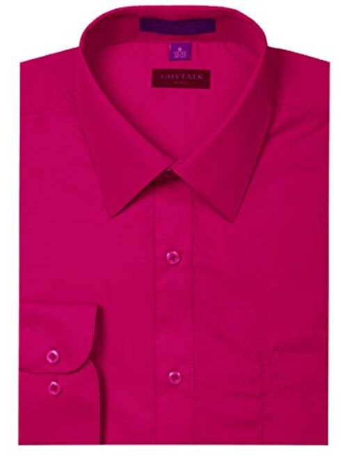 Guytalk Mens Solid Color Regular Fit Long Sleev Dress Shirts