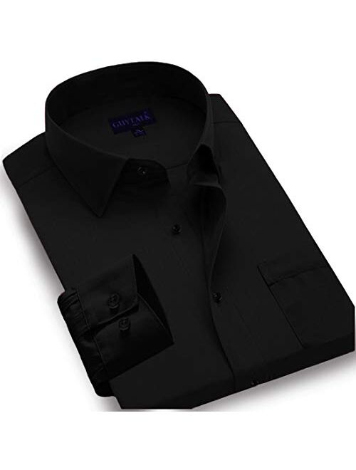 Guytalk Mens Solid Color Regular Fit Long Sleev Dress Shirts