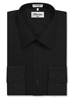 Italy Men's Long Sleeve Solid Premium Dress Shirt