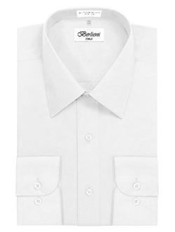 Italy Men's Long Sleeve Solid Premium Dress Shirt