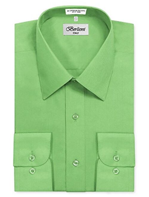 Berlioni Italy Men's Long Sleeve Solid Premium Dress Shirt