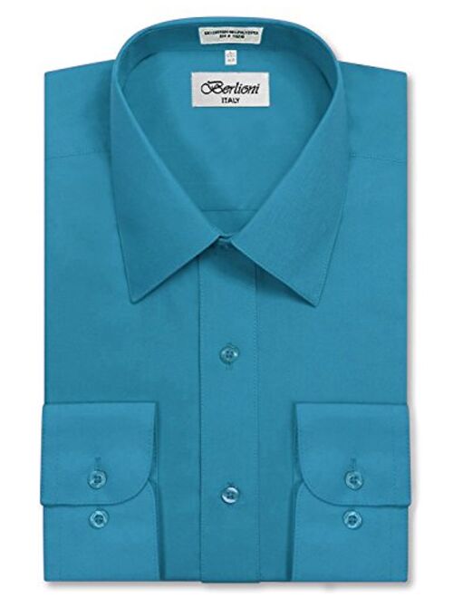 Berlioni Italy Men's Long Sleeve Solid Premium Dress Shirt