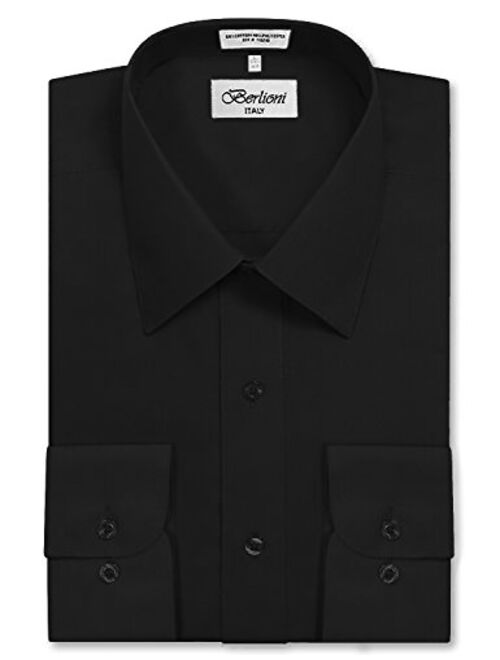 Berlioni Italy Men's Long Sleeve Solid Premium Dress Shirt