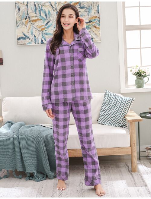 Women's Soft and Warm Lightweight Pajama Sleepwear Set with Pants RHW2863