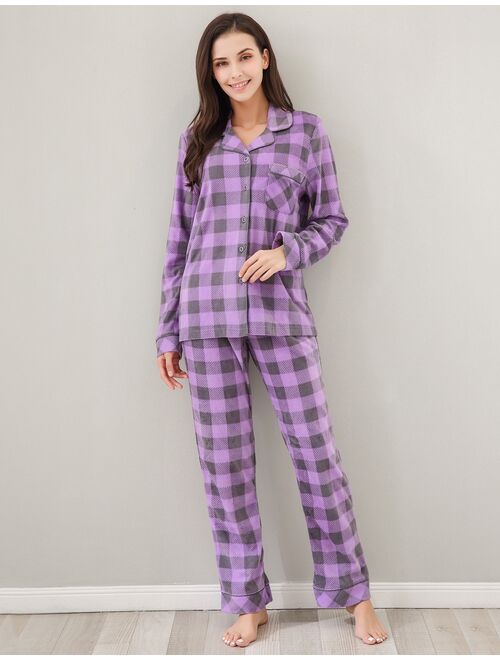 Women's Soft and Warm Lightweight Pajama Sleepwear Set with Pants RHW2863