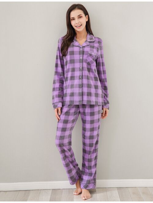 Women's Soft and Warm Lightweight Pajama Sleepwear Set with Pants RHW2863