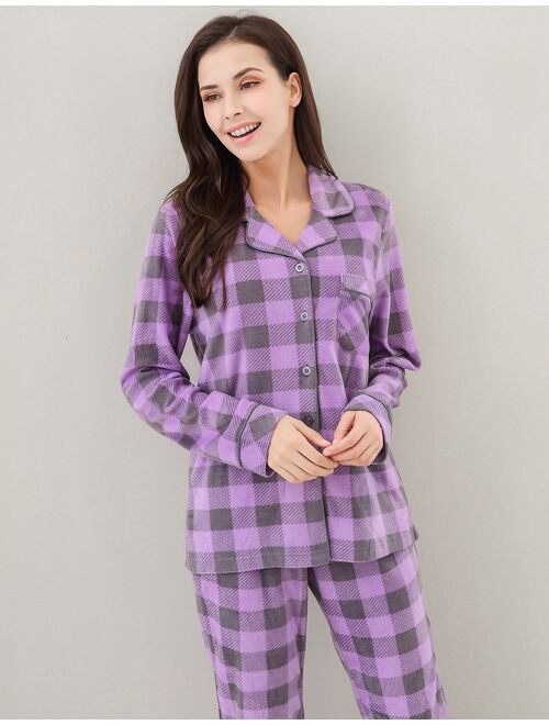 Women's Soft and Warm Lightweight Pajama Sleepwear Set with Pants RHW2863