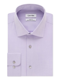 Men's Classic-Fit Non-Iron Performance Herringbone Long Sleeve Spread Collar Dress Shirt