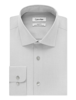 Men's Classic-Fit Non-Iron Performance Herringbone Long Sleeve Spread Collar Dress Shirt