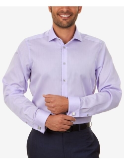 Men's Slim-Fit Non-Iron Performance Herringbone French Cuff Long Sleeve Dress Shirt