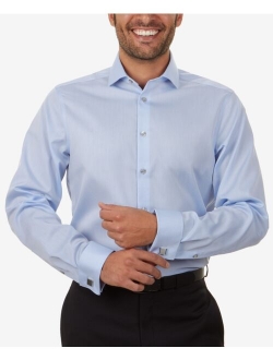 Men's Slim-Fit Non-Iron Performance Herringbone French Cuff Long Sleeve Dress Shirt