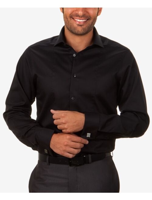 Calvin Klein Men's Slim-Fit Non-Iron Performance Herringbone French Cuff Long Sleeve Dress Shirt