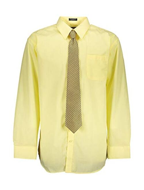 Men's Solid Long Sleeve Button Down Dress Shirt Tie Combo Set