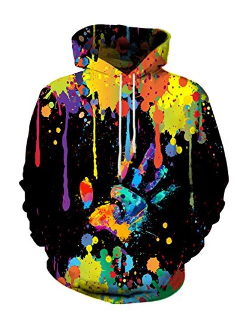 LAIDIPAS Unisex Realistic 3D Graphic Printed Big Pockets Drawstring Pullover Hoodie Hooded Sweatshirt