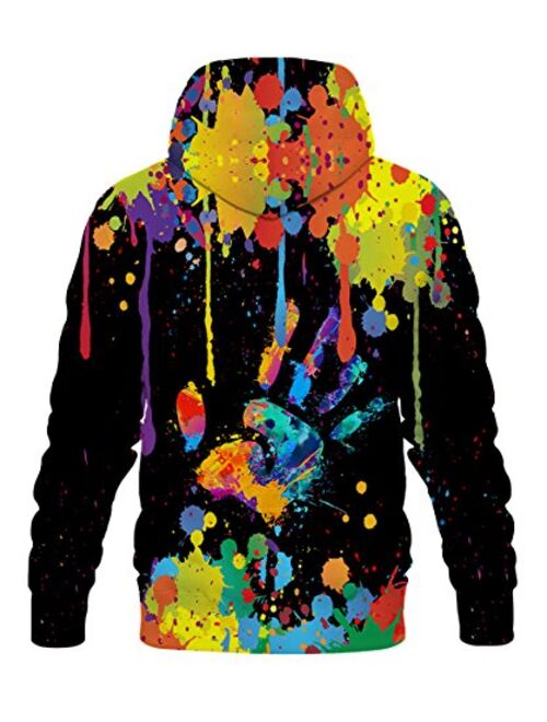 LAIDIPAS Unisex Realistic 3D Graphic Printed Big Pockets Drawstring Pullover Hoodie Hooded Sweatshirt