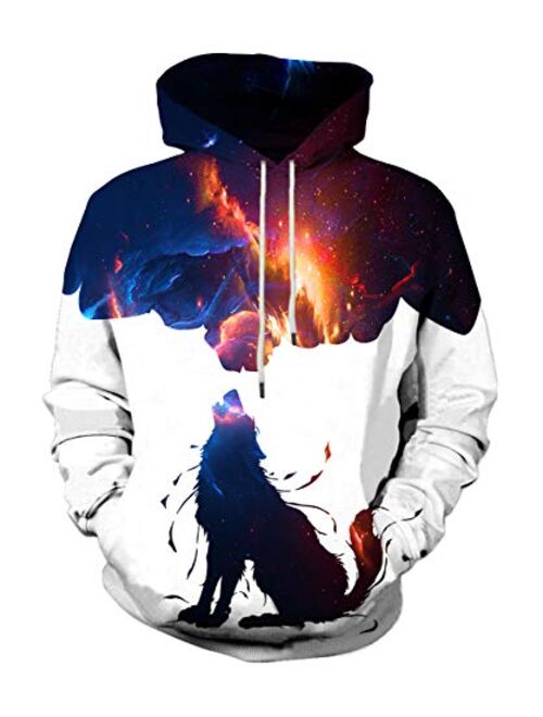 LAIDIPAS Unisex Realistic 3D Graphic Printed Big Pockets Drawstring Pullover Hoodie Hooded Sweatshirt