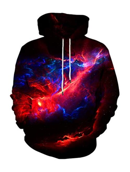 LAIDIPAS Unisex Realistic 3D Graphic Printed Big Pockets Drawstring Pullover Hoodie Hooded Sweatshirt