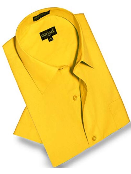 Guytalk Men's Solid Short Sleeve Dress Shirt