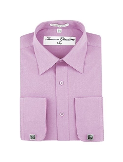 Men's Dress Shirts Convertible Long Sleeve Botton Down Collar Regular Size Fit Cufflinks Solid Colors