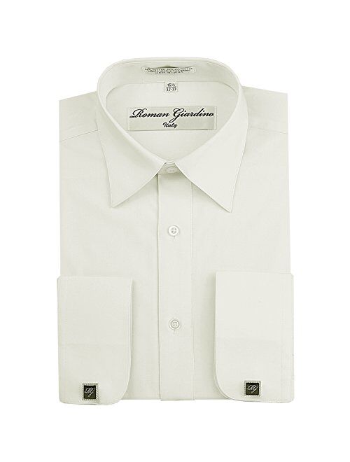 Men's Dress Shirts Convertible Long Sleeve Botton Down Collar Regular Size Fit Cufflinks Solid Colors