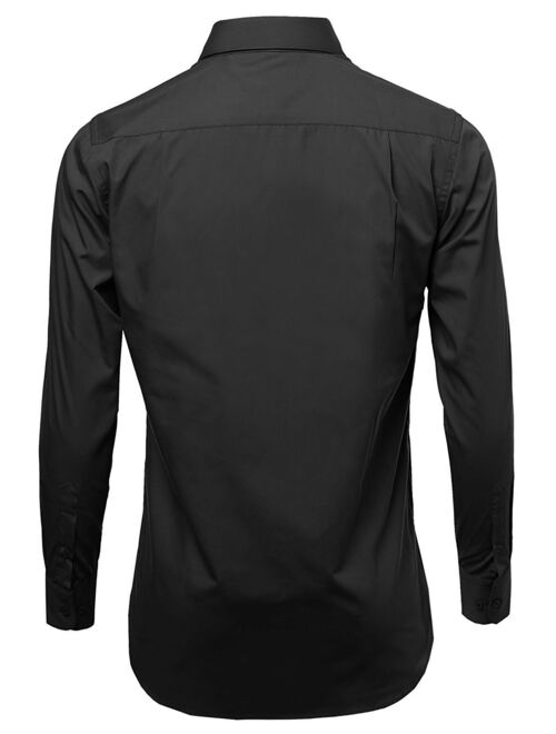 Men's Classic Fit Long Sleeve Wrinkle Resistant Button Down Premium Dress Shirt (Black,S)