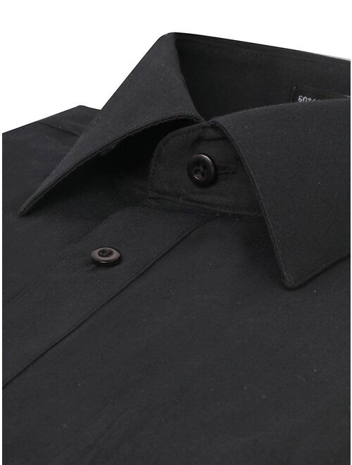 Men's Classic Fit Long Sleeve Wrinkle Resistant Button Down Premium Dress Shirt (Black,S)