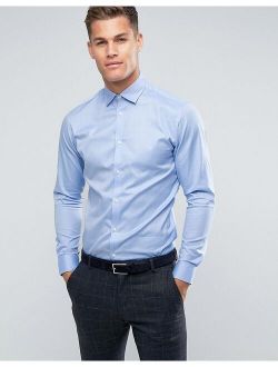 Selected Homme slim fit easy iron smart long sleeve shirt in light blue