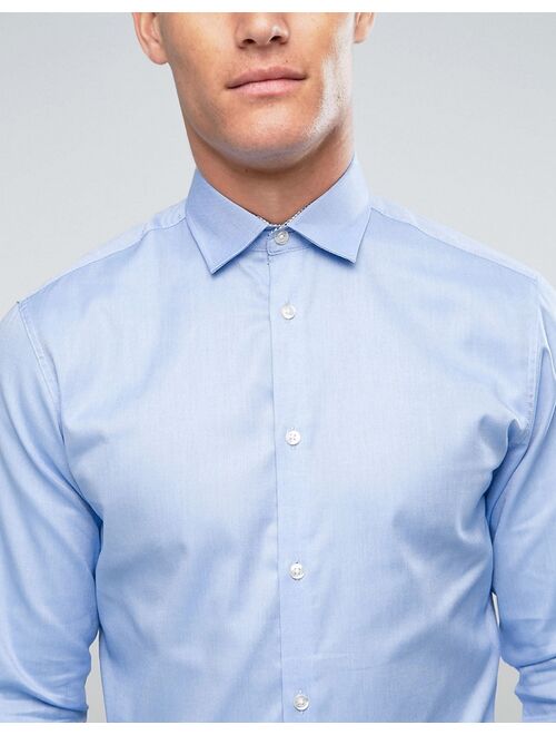 Selected Homme slim fit easy iron smart long sleeve shirt in light blue