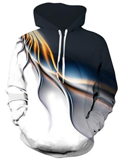 UNIFACO Unisex Realistic 3D Graphic Printed Galaxy Pullover Hoodie Funny Pattern Hooded Sweatshirts Pockets