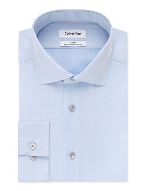 Calvin Klein Men's Slim-Fit Non-Iron Performance Spread Collar Herringbone Dress Shirt