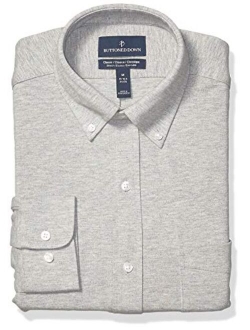 Amazon Brand - Buttoned Down Men's Classic Fit Stretch Knit Dress Shirt, Supima Cotton, Button-Collar