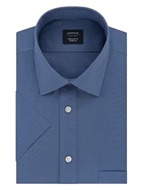 Arrow Men's Short Sleeve Dress Shirt Regular Fit Stretch Solid