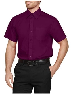 NE PEOPLE Men's Classic Regular Fit Button Down Short Sleeve Solid Color Dress Shirts S-5XL